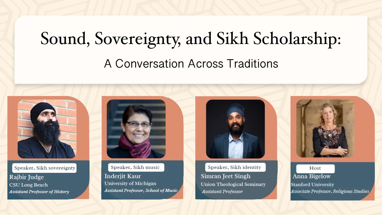 a flyer for the event "sound, soverignty, and sikh scholarship: a conversation across traditions".